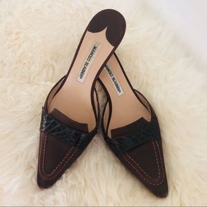 Timeless Manolo Blahnik Slide Mule Brown